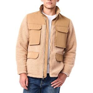 Bernardo Mens  Utility Mix Vegan Fur Jacket, Tan